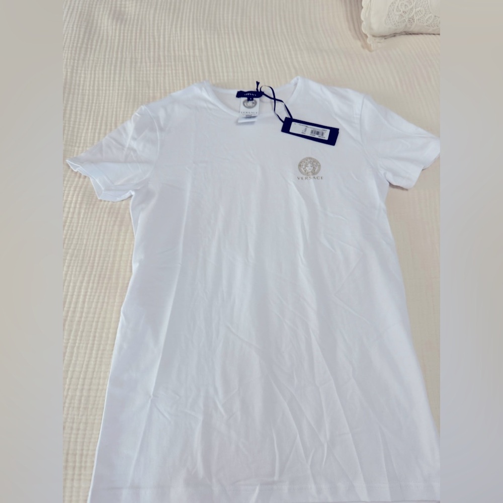 Versace Logo-print Stretch-cotton T-shirt White